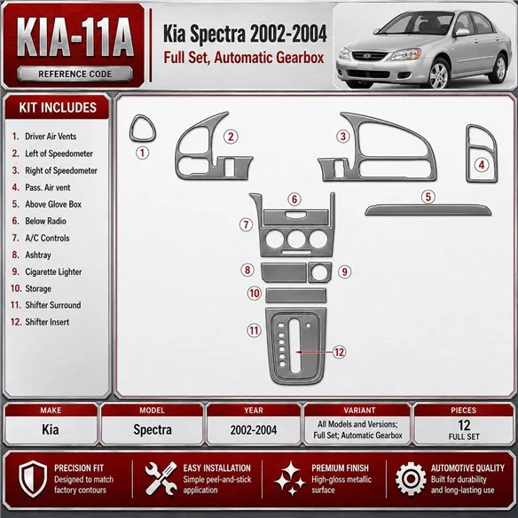 Kia Spectra 2002-2004 3D Cockpit Dekor Interieurleisten Set Full Set / as shown in product diagram-teilig