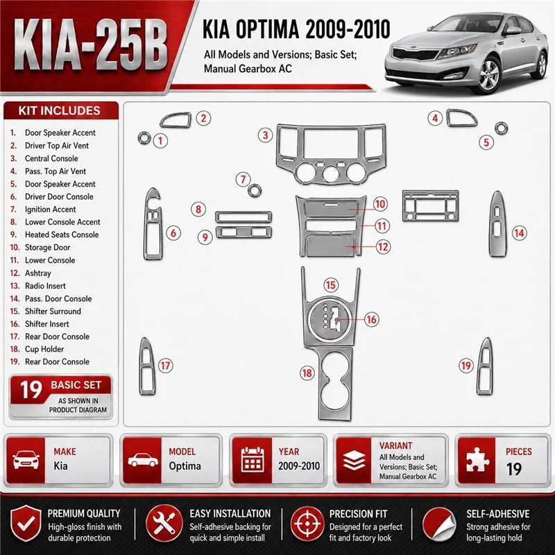 Kia Optima 2009-2010 3D Cockpit Dekor Interieurleisten Set Basic Set / as shown in product diagram-teilig