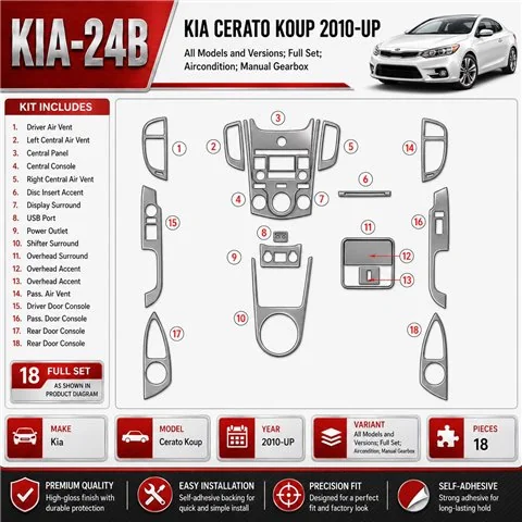 Kia Cerato Koup 2010-heute 3D Cockpit Dekor Interieurleisten Set Full Set / as shown in product diagram-teilig
