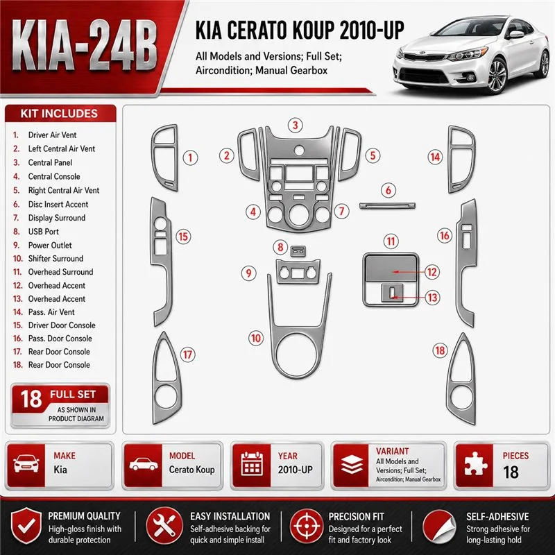 Kia Cerato Koup 2010-heute 3D Cockpit Dekor Interieurleisten Set Full Set / as shown in product diagram-teilig
