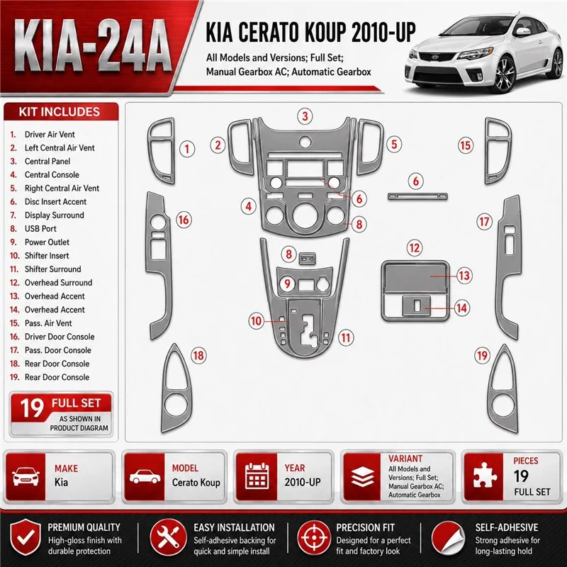 Kia Cerato Koup 2010-heute 3D Cockpit Dekor Interieurleisten Set Full Set / as shown in product diagram-teilig