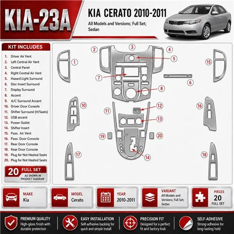 Kia Cerato 2010-2011 3D Cockpit Dekor Interieurleisten Set Full Set / as shown in product diagram-teilig