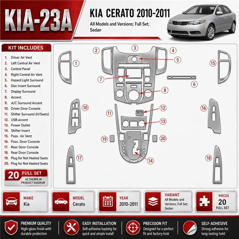 Kia Cerato 2010-2011 3D Cockpit Dekor Interieurleisten Set Full Set / as shown in product diagram-teilig