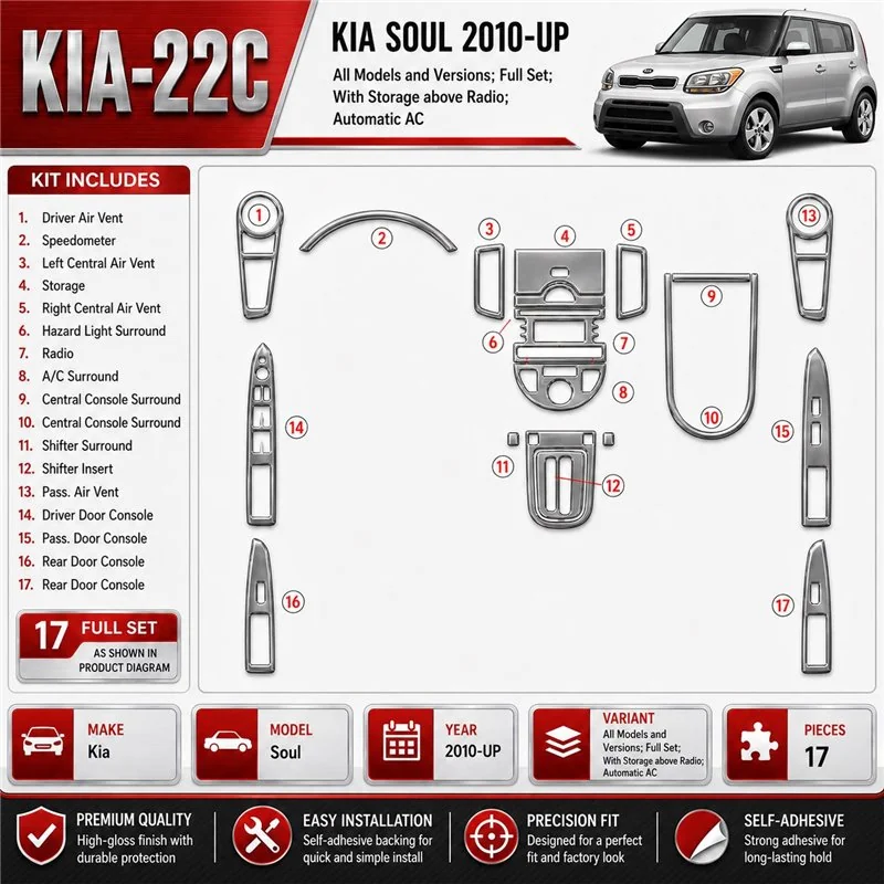 Kia Soul 2010-heute 3D Cockpit Dekor Interieurleisten Set Full Set / as shown in product diagram-teilig