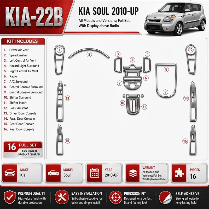 Kia Soul 2010-heute 3D Cockpit Dekor Interieurleisten Set Full Set / as shown in product diagram-teilig