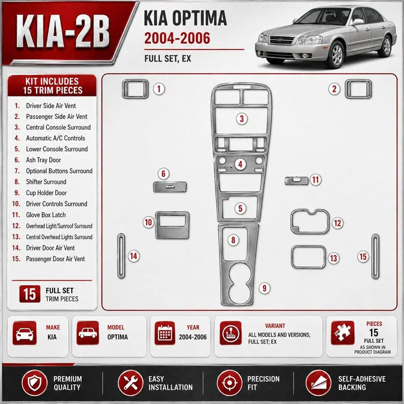 Kia Optima 2004-2006 3D Cockpit Dekor Interieurleisten Set Full Set / as shown in product diagram-teilig