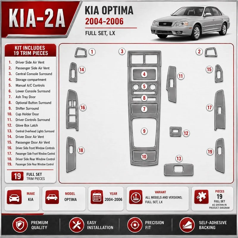 Kia Optima 2004-2006 3D Cockpit Dekor Interieurleisten Set Full Set / as shown in product diagram-teilig
