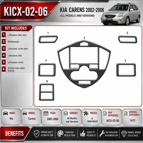 Kia Carens 2002-2006 3D Cockpit Dekor Interieurleisten Set 6-teilig
