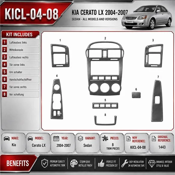 Kia Cerato LX 2004-2007 3D Cockpit Dekor Interieurleisten Set 8-teilig