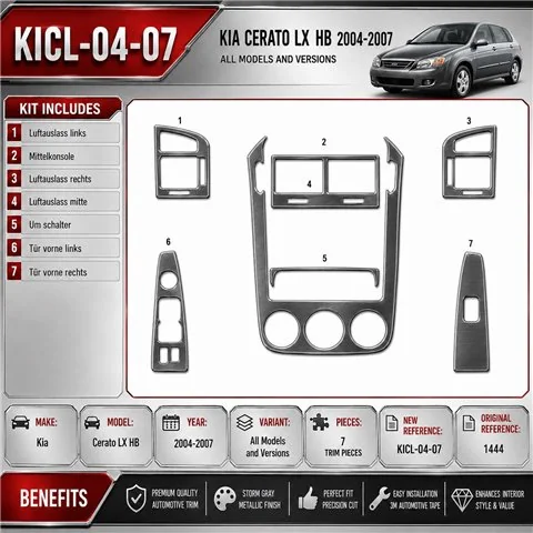 Kia Cerato LX HB 2004-2007 3D Cockpit Dekor Interieurleisten Set 7-teilig