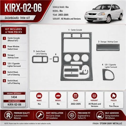 Kia Rio 2002-2005 3D Cockpit Dekor Interieurleisten Set 6-teilig