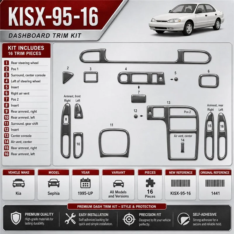 Kia Sephia 1995-heute 3D Cockpit Dekor Interieurleisten Set 16-teilig