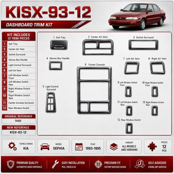 Kia Sephia 1993-1995 3D Cockpit Dekor Interieurleisten Set 12-teilig