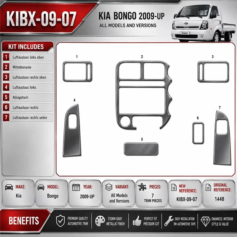 Kia Bongo 2009-heute 3D Cockpit Dekor Interieurleisten Set 7-teilig