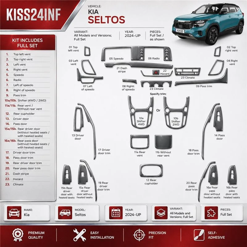 Kia SELTOS 2024-heute 3D Cockpit Dekor Interieurleisten Set Full Set / as shown in product diagram-teilig