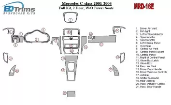 Mercedes Benz C Class 2001-2004 Voll Satz, 2 Doors, OEM Compliance, W/O Power Seats BD innenausstattung armaturendekor cockpit d