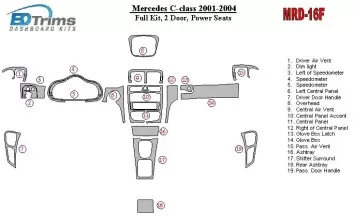 Mercedes Benz C Class 2001-2004 Voll Satz, 2 Doors, OEM Compliance, With Power Seats BD innenausstattung armaturendekor cockpit 