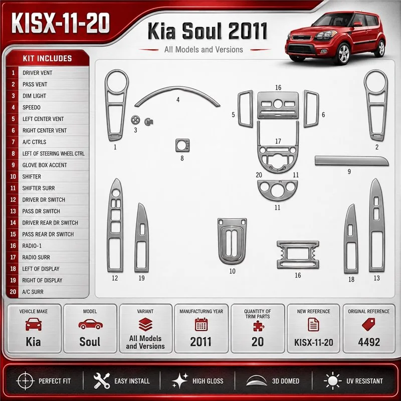 Kia Soul 2011 3D Cockpit Dekor Interieurleisten Set 20-teilig
