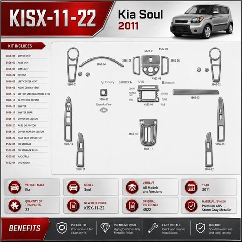Kia Soul 2011 3D Cockpit Dekor Interieurleisten Set 22-teilig