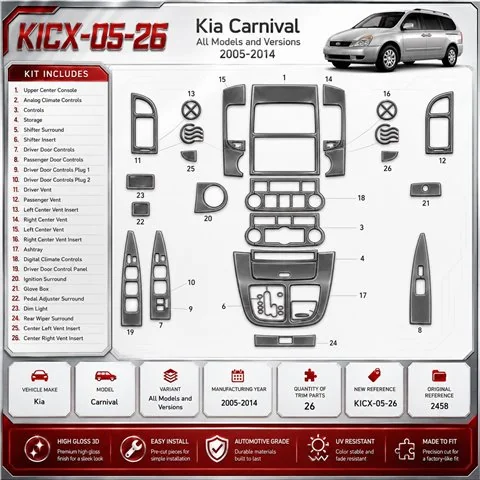 Kia Carnival 2005-2014 3D Cockpit Dekor Interieurleisten Set 26-teilig