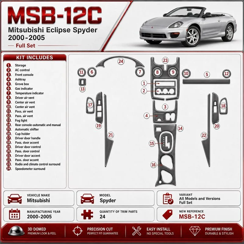 Mitsubishi Spyder 2000-2005 3D Cockpit Dekor Interieurleisten Set 24-teilig