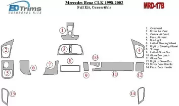 Mercedes Benz CLK 1998-2002 Voll Satz, Folding roof-Cabrio BD innenausstattung armaturendekor cockpit dekor