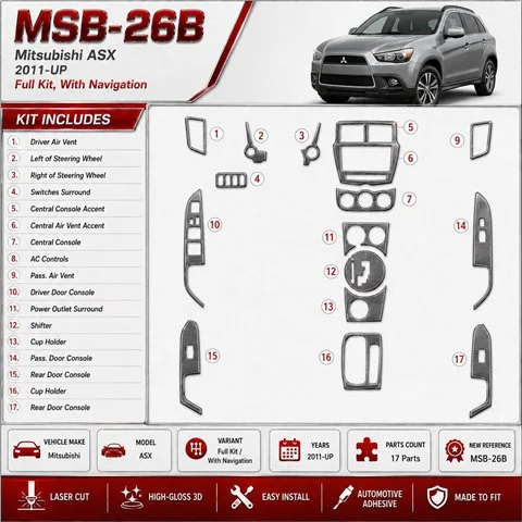 Mitsubishi ASX 2011-heute 3D Cockpit Dekor Interieurleisten Set Full Set / as shown in product diagram-teilig