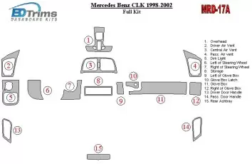 Mercedes Benz CLK 1998-2002 Voll Satz, Soft roof-Coupe BD innenausstattung armaturendekor cockpit dekor - 2- Cockpit Dekor Innen