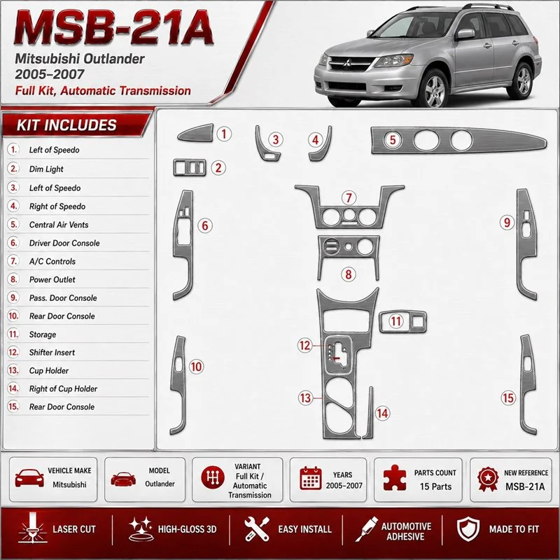 Mitsubishi Outlander 2005-2007 3D Cockpit Dekor Interieurleisten Set Full Set / as shown in product diagram-teilig
