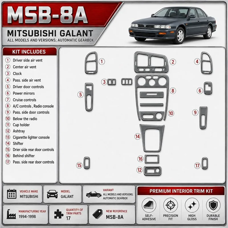 Mitsubishi Galant 1994-1998 3D Cockpit Dekor Interieurleisten Set 17-teilig