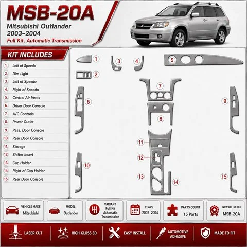 Mitsubishi Outlander 2003-2004 3D Cockpit Dekor Interieurleisten Set Full Set / as shown in product diagram-teilig