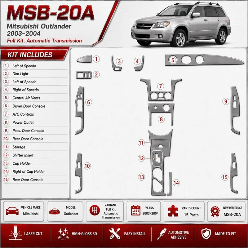 Mitsubishi Outlander 2003-2004 3D Cockpit Dekor Interieurleisten Set Full Set / as shown in product diagram-teilig