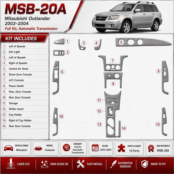 Mitsubishi Outlander 2003-2004 3D Cockpit Dekor Interieurleisten Set Full Set / as shown in product diagram-teilig