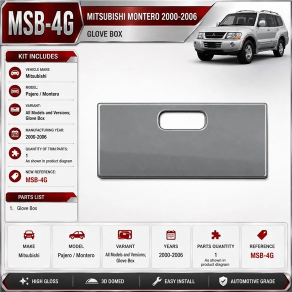 Mitsubishi Pajero/Montero 2000-2006 3D Cockpit Dekor Interieurleisten Set As shown in product diagram-teilig