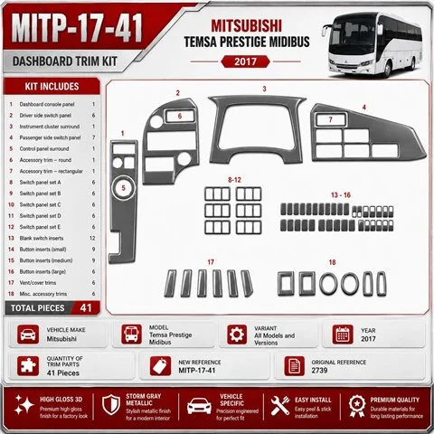 Mitsubishi Temsa Prestige Midibus 2017 3D Cockpit Dekor Interieurleisten Set 41-teilig