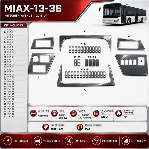 Mitsubishi Aveneu 2013-heute 3D Cockpit Dekor Interieurleisten Set 36-teilig