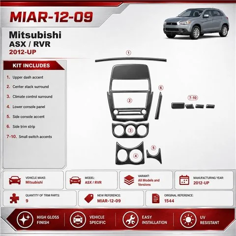 Mitsubishi Asx RVR 2012-heute 3D Cockpit Dekor Interieurleisten Set 9-teilig