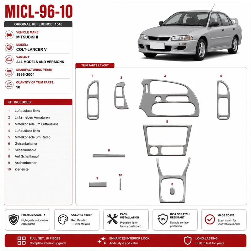 Mitsubishi Colt-Lancer V 1996-2004 3D Cockpit Dekor Interieurleisten Set 10-teilig