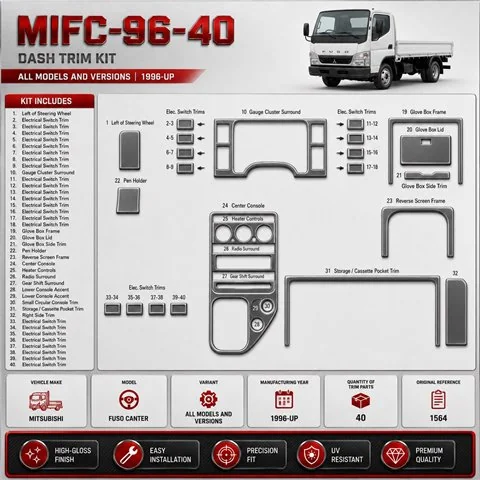 Mitsubishi Fuso Canter 1996-heute 3D Cockpit Dekor Interieurleisten Set 40-teilig 2