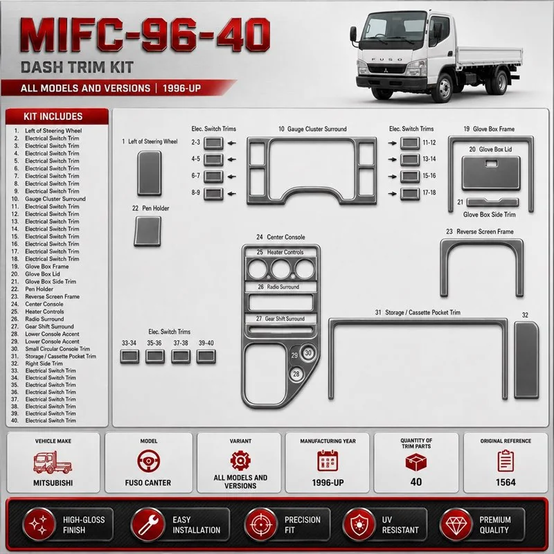 Mitsubishi Fuso Canter 1996-heute 3D Cockpit Dekor Interieurleisten Set 40-teilig