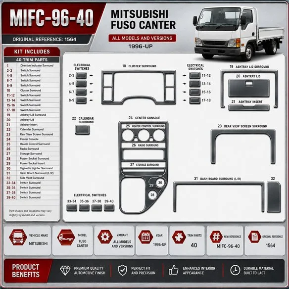 Mitsubishi Fuso Canter 1996-heute 3D Cockpit Dekor Interieurleisten Set 40-teilig