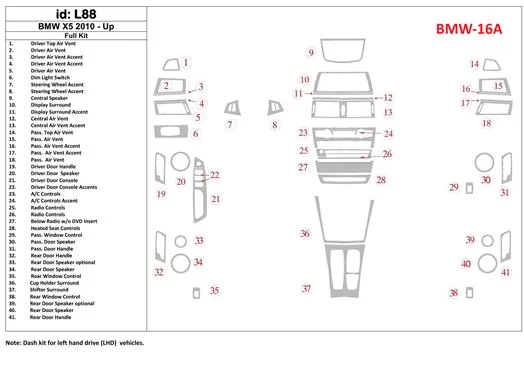 BMW X5 2010-UP Voll Satz BD innenausstattung armaturendekor cockpit dekor - 1- Cockpit Dekor Innenraum