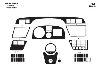 Mercedes Citaro 01.06 - 01.07 Mittelkonsole Armaturendekor Cockpit Dekor 34 -Teile