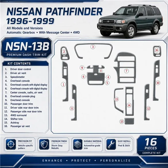 Nissan Pathfinder 1996-1999 3D Cockpit Dekor Interieurleisten Set 16-teilig