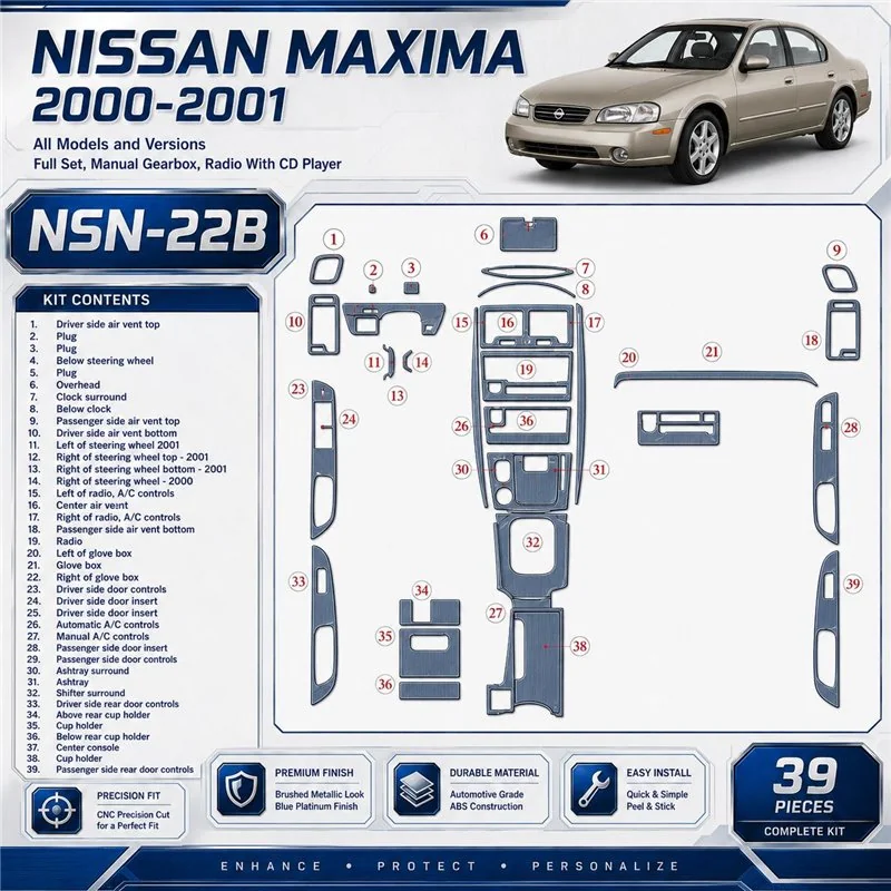 Nissan Maxima 2000-2001 3D Cockpit Dekor Interieurleisten Set 39-teilig