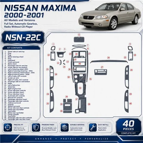 Nissan Maxima 2000-2001 3D Cockpit Dekor Interieurleisten Set 40-teilig