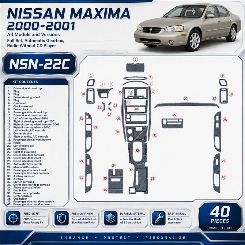 Nissan Maxima 2000-2001 3D Cockpit Dekor Interieurleisten Set 40-teilig