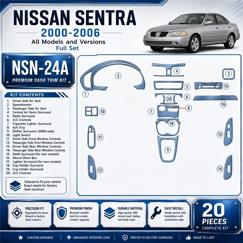Nissan Sentra 2000-2006 3D Cockpit Dekor Interieurleisten Set Full Set / as shown in product diagram-teilig