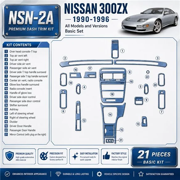 Nissan 300ZX 1990-1996 3D Cockpit Dekor Interieurleisten Set Basic Set / as shown in product diagram-teilig