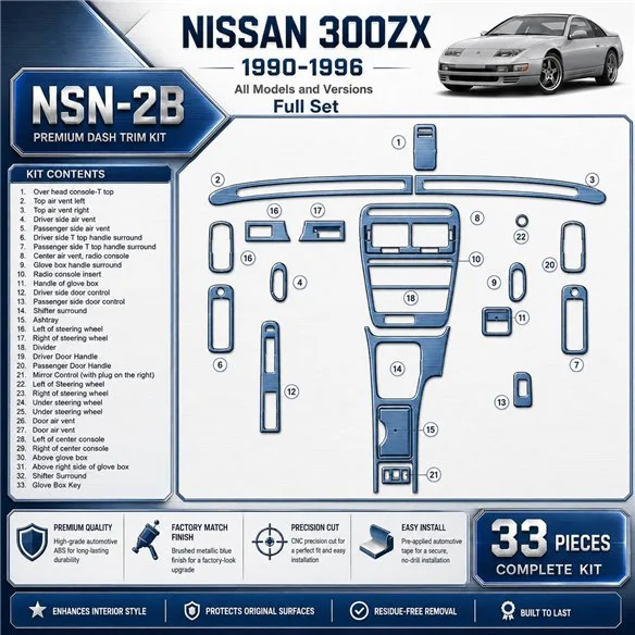 Nissan 300ZX 1990-1996 3D Cockpit Dekor Interieurleisten Set Full Set / as shown in product diagram-teilig